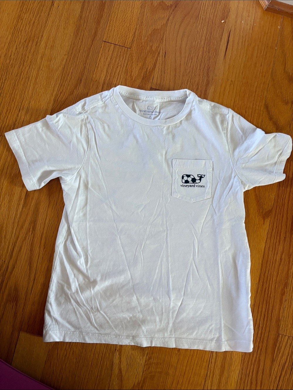 Vineyard Vines White Short Sleeve Pocket Tee with Whale